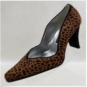 Sergio Zelcer Animal Print Black Suede Heels 9M